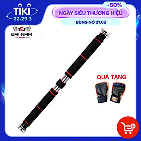 Hình ảnh sách Xà Đơn Treo Tường Gắn Cửa Đen Đỏ Chịu Lực 150kg Chính Hãng Đại Nam Sport + Kèm Găng Tay Tập Xà