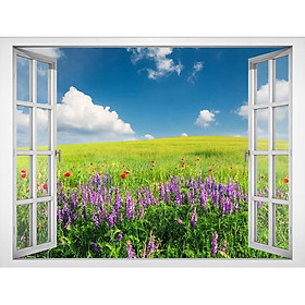 Tranh dán tường cửa sổ 3D cảnh đẹp thiên nhiên 0237