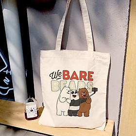 Túi Tote Vải Canvas Nữ Ulzzang Hot Trend Kita Unisex - Mẫu BARE BEAR - Ảnh thật