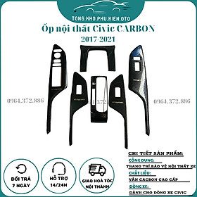 Ốp nội thất Carbon xe Honda Civic 2017 - 2021 Vân Cacbon cao cấp, Mẫu Kim loại
