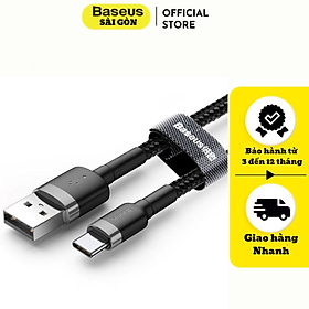 Cáp sạc và truyền dữ liệu tốc độ cao Usb to Type C 3A Baseus Cafule Quick Charge cho Smartphone/ Table- CATKLF- Hàng chính hãng