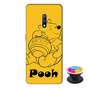Ốp lưng dành cho điện thoại Realme X hình Gấu Pooh - tặng kèm giá đỡ điện thoại iCase xinh xắn - Hàng chính hãng