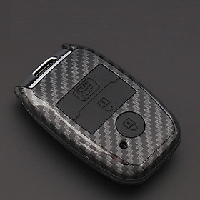 Ốp chìa khóa carbon bọc, bảo vệ chìa khóa xe Kia Cerato, K3, Sedona,…kèm móc đeo INOX