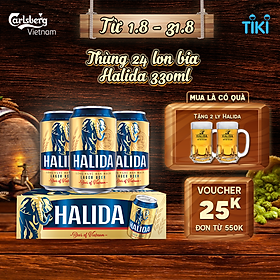 Thùng 24 lon bia Halida 330ml