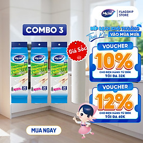 Combo 3 Khăn lau sợi tre MyJae lau chùi tiện lợi, đánh bay dầu mỡ 20cm x 25cm (30 Tờ/Bịch)
