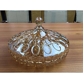 Mua Khay mứt thuỷ tinh chia ngăn cùng size đường kính 24.3cm 09B VÀNG HOA TRÒN
