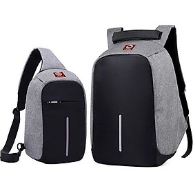 Combo Balo + Túi Đeo Chéo Chống Trộm HARAS HRTK194196 - Xám