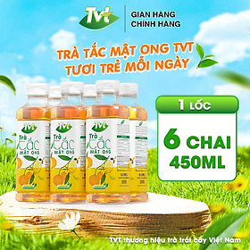 [Lốc 06 chai 450ml] Trà Tắc Mật Ong TVT tinh chất trà xanh, mật ong, quả tắc, mát lành thanh khiết, tốt cho tim mạch
