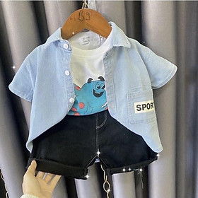 Set áo thun quần jean ngố mềm in họa tiết siêu cưng cho bé 10-30kg