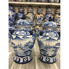 Mua Đôi chóe gốm Gia Hưng Bát Tràng vẽ cảnh sơn thủy loại 10 Lít