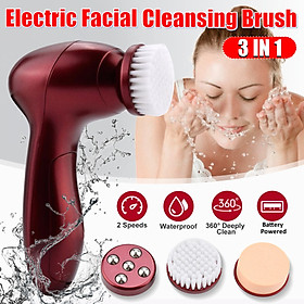 3 IN 1 Electric Facial Cleanser Brush Face Effective to Exfoliate Deep Pore Cleaner Scrubber Exfoliator Machine