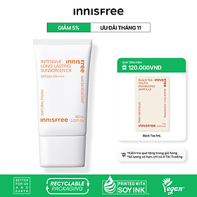 Kem chống nắng lâu trôi innisfree Intensive Long Lasting Sunscreen SPF50+ PA++++ 60ml (New 2023)