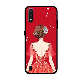 Ốp Lưng in cho Samsung Galaxy A01 Mẫu Cô Gái Váy Đỏ - Hàng Chính Hãng