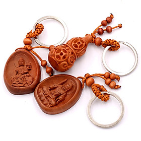 Combo 3 móc khóa phong thủy gỗ đàn hương Phổ hiền - Bất động minh vương - hồ lô