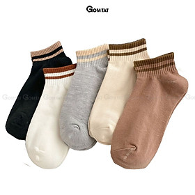 Set 5 đôi tất vớ nữ cổ ngắn GOMTAT, chất liệu cotton mềm mịn thoáng mát, êm chân - CB095