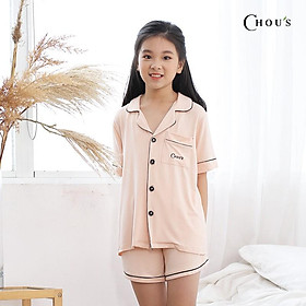 Pyjama kid cộc tay vải bamboo cao cấp Chou s - màu hồng