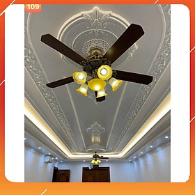 Mua (GIẢM GIÁ SỐC) Quạt Trần Đèn 5 Cánh Gỗ Phong Cách Bắc Âu Cho Phòng Khách- Ngủ Lõi Đồng Cực Mát Điều Khiển Từ Xa