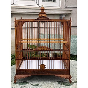 KHUNG LỒNG CHIM TỰ RÁP chạm lá đề