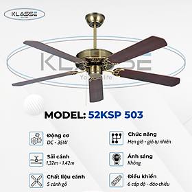 Mua Quạt trần cánh gỗ không đèn Klasse 52KSP 503 Hàng chính hãng