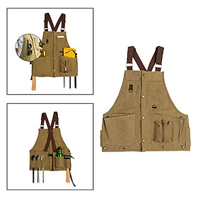 Camping Vest Woodworking Apron Sleeveless with Adjustable Shoulder Strap Casual Waistcoat with Multi Pockets for Men Women Adult Yard Hiking