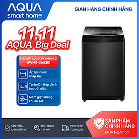 Máy giặt Aqua 8 kg AWM8-316K(B) - Bảo hành 2 năm - Hỗ trợ lắp đặt - Hàng chính hãng