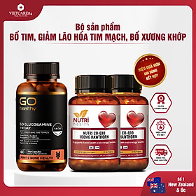 Bộ Sản Phẩm Bổ Tim, Bổ Xương Khớp New Zealand: 2 Hộp Bổ Tim Nutri Co Q10 160g Hawthorn -30 Viên; Go Glucosamine 1-A-Day 1500mg - 60 Viên