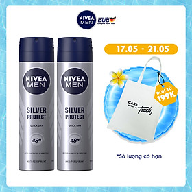 Bộ đôi Xịt Ngăn Mùi NIVEA MEN Silver Protect Phân Tử Bạc Giảm 99.9% Vi Khuẩn Gây Mùi (150mlx2) - 82959