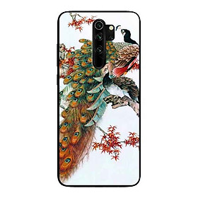 Ốp Lưng in cho Xiaomi Redmi Note 8 Pro Mẫu Chim Công Hoa Đỏ - Hàng Chính Hãng