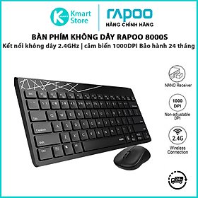 Bộ Bàn Phím Và Chuột Không Dây RAPOO 8000S - Hàng Chính Hãng - Đen