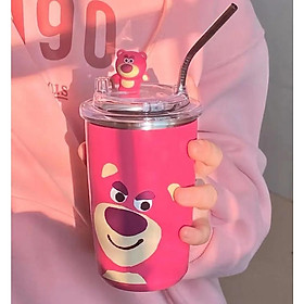 LY GIỮ NHIỆT HÌNH GẤU LOTSO HỒNG SIÊU CƯNG - CỐC GIỮ NHIỆT NÓNG LẠNH INOX 304 CHỐNG GỈ KÈM ỐNG HÚT DUNG TÍCH 450ML