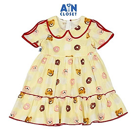 Đầm bé gái họa tiết Gấu Donut Vàng cotton - AICDBGOPFCRA - AIN Closet