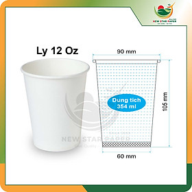 Ly giấy 12oz~354ml - Lốc 50 ly giấy trơn