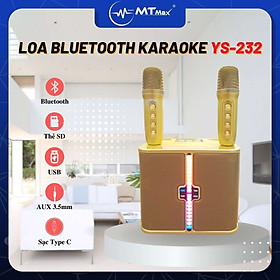 Mua Loa blueooth karaoke mini kèm 2 micro YS232 phiên bản mới có đèn led nhấp nháy thiết kế nhỏ gọn dễ dàng mang đi kết nối AUX  USB  thẻ TF