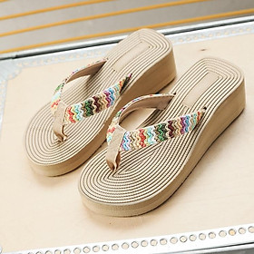 Giày Sandal Đế Cói Tăng Chiều Cao Phong Cách Thời Trang Mùa Hè Dành Cho Nữ