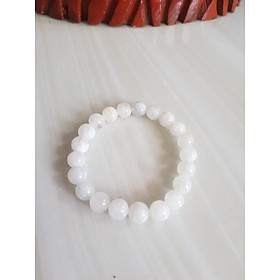 Vòng tay phong thủy Đá Ánh Trăng Trắng Tự nhiên Size hạt 9mm bóng đẹp Chuẩn hợp nữ mệnh Kim mệnh Thủy đeo may mắn đẹp ạ