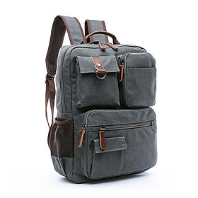 Balo nam thời trang vải canvas cao cấp phong cách mới 15,6 - Nâu đậm
