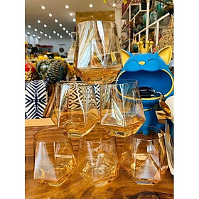 Mua Bộ 6 ly thủy tinh chịu nhiệt cao cấp dùng uống nước hoặc rượu tây vân kim cương vàng