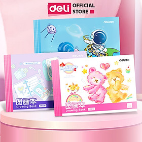 Vở Vẽ Học Sinh Tập Tô Màu Cho Bé A4 Deli - Sổ Tô Màu 60/ 100 Trang Sổ Vẽ Học Sinh Giấy Dày Mịn An Toàn Tặng Sticker