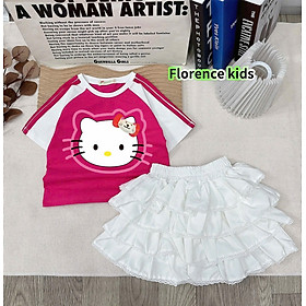 Set váy tiểu thư cho bé gái hình hello kitty size 10-40kg hàng thiết kế cao cấp