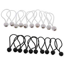 20pcs/set Black & White 16cm/ 6 inch Heavy Duty Ball Bungees Shock Cords Tie down Canopy Awning Tent Tarp Straps
