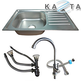 Mua Bộ chậu rửa bát Kazta KZ-CB7545L kèm vòi lạnh inox - Mua đủ bộ tặng dây cấp