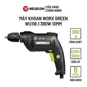 Máy Khoan WORX GREEN WU118.1 Có Tay Cầm Thiết Kế Nhỏ Gọn Thoải Mái Hiện Đại 380W 10mm (đầu vặn nhanh)