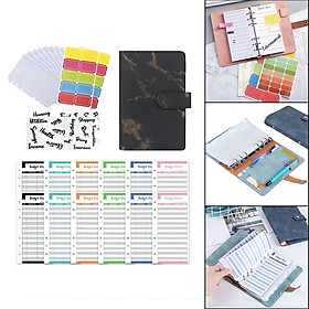 6 Rings A6 Notebook Binder Paper PU Leather Transparent Pockets with Zipper Envelopes