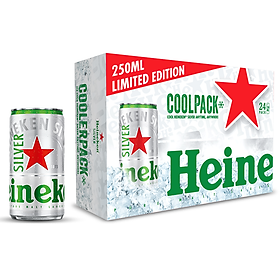Thùng 24 lon bia Heineken Silver Coolpack 250ml/lon