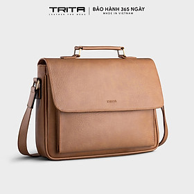 Túi Trita ( Thời trang nam nắp gập phối quai trên - Túi đeo chéo da RTN8 )