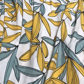 Vải đũi tơ Thái mềm mỏng họa tiết lá tre 2 màu nền trắng