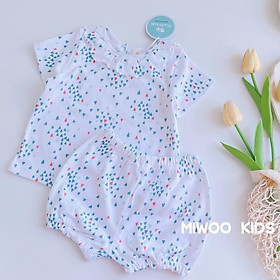Bộ ngắn tay cổ viền bèo Bozip xinh xắn cho bé gái từ 8-20kg