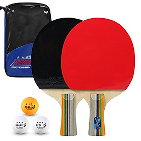 2 cây vợt bóng bàn Paddles Chất lượng cao-Màu Tay cầm ngắn-Size Với túi màu xanh