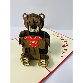 Thiệp 3D Tình yêu - 3D Thanh Toàn - Gấu bông khổng lồ - D22