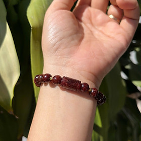 Vòng Thạch Anh Tóc Đỏ 8mm – Mix Lu Thống & Bi Vàng – Hạt Đỏ Ánh Tóc Đẹp, Phối Đẹp – Phụ Kiện Đá Tự Nhiên